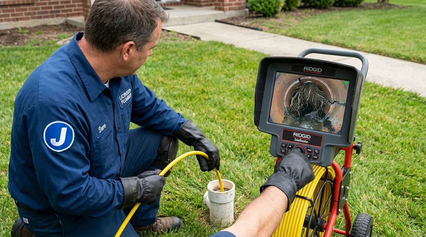 Sewer camera inspection being performed by Johns Plumbing LLC in Thiells